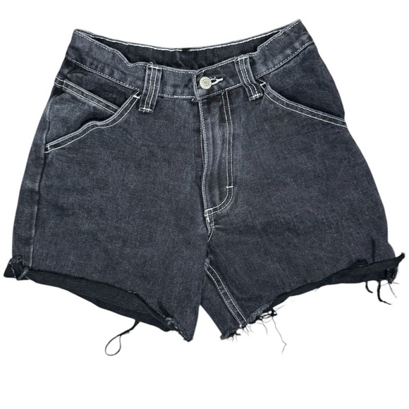 John Galt Brandy Melville Black Distressed Denim Shorts - Picture 1 of 7